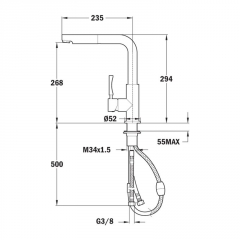 Teka INX 938, Hochdruck Auszugsbrause, Edelstahl, 749390200