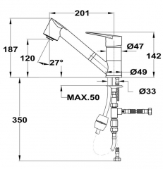 Teka MTN 979, Niederdruck Auszugsbrause, chrom, 116040001