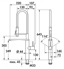 KWC Ono Highflex 2, Einhebelmischer Edelstahl, Hochdruck Schlauchbrause, 5022104