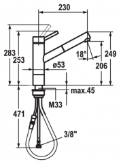 KWC Inox 4, Einhebelmischer Edelstahl, Hochdruck Schlauchbrause, 5022317