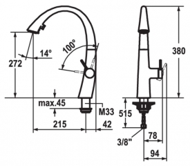 KWC Zoe 2, Einhebelmischer chrom, Hochdruck Schlauchbrause, 5022197