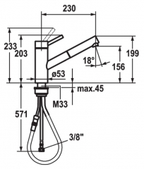 KWC Inox 3, Einhebelmischer Edelstahl, Hochdruck Schlauchbrause, 5022329