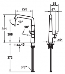 KWC Kio 2, Einhebelmischer chrom, Hochdruck, 5022271