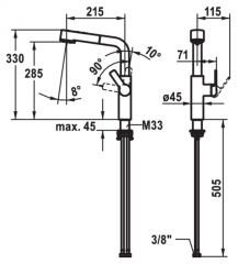 KWC Domo 7, Einhebelmischer chrom, Hochdruck Schlauchbrause, 5022136