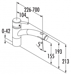 KLUDI Trendo 2, Einhebelmischer chrom, Hochdruck Schlauchbrause, 5023165