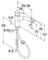 KLUDI Trendo 2, Einhebelmischer chrom, Hochdruck Schlauchbrause, 5023165