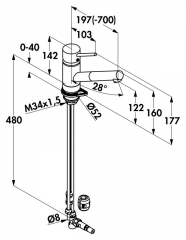 KLUDI Scope 4, Einhebelmischer chrom, Niederdruck Schlauchbrause, 5023079