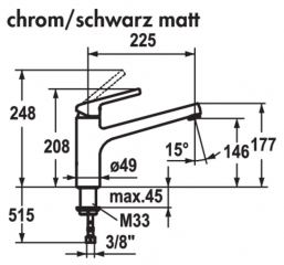 KWC Luna E1, Einhebelmischer chrom, Hochdruck, 5022237