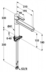 KLUDI Zenta 1, Einhebelmischer chrom, Hochdruck, 5023020