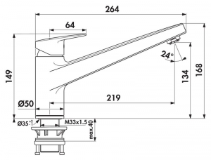 Ideal Standard Ceraplan Neo 1, Einhebelmischer chrom, Hochdruck, 5024123