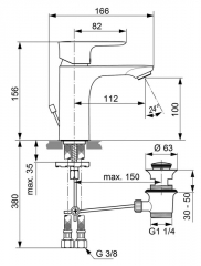 Ideal Standard Connect Air Bad, Einhebelmischer chrom, Hochdruck, 5024029