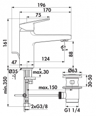 Ideal Standard Ceraplan Bad, Einhebelmischer chrom, Hochdruck, 5024078