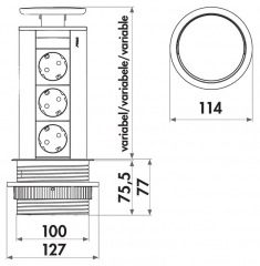 Naber Evoline Port 1, Energiebox versenkbar, schwarz matt, 8031174