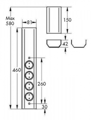 Naber Mira Wand small S, Steckdosenelement Edelstahl, 7053092