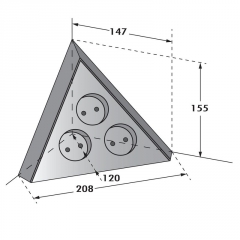 Naber Mira Dreieck, Eck-Steckdosenelement schwarz matt, 7053143