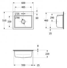 Villeroy & Boch Subway Style 60 S, Farbe i4 Graphite, Classicline