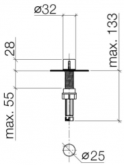 Dornbracht Exzenterbettigung mit Drehknopf, (ohne Rosette) Chrom gebrstet, 10712970-93