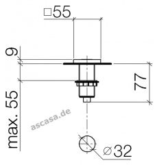 Dornbracht Air Switch Bedienknopf fr Mllzerkleinerer, eckig, Dark Platinum matt, 10714970-99