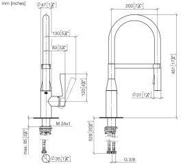 Dornbracht Sync Einhebelmischer Profi, Hochdruck, Chrom, 33865895-00