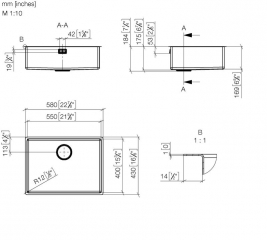 Dornbracht Einzelbecken Unterbau, Edelstahl poliert, 58 x 43 cm, 38550003-85