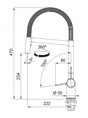 Franke Active Semi-Pro Einhebelmischer, Hochdruck Zugauslauf, Black matt, 115.0653.409