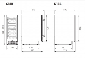 Dometic C18B, Weinkhlschrank mit zwei Zonen, 18 Flaschen, Edelstahl und Schwarz, EEK: G