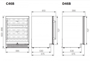 Dometic C46B, Weinkhlschrank mit zwei Zonen, 46 Flaschen, Edelstahl und Schwarz, EEK: G