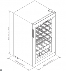 Dometic C35F, Weinkhlschrank freistehend, eine Zone, 35 Flaschen, Edelstahl und Schwarz, EEK: G