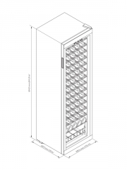 Dometic C75F, Weinkhlschrank freistehend, eine Zone, 75 Flaschen, Edelstahl und Schwarz, EEK: G