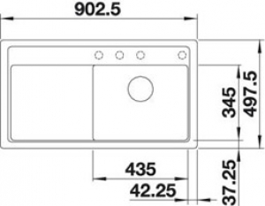 Blanco Zenar 5 S-F Becken rechts, flchenbndig, Farbe vulkangrau, InFino Ablauf, 527366