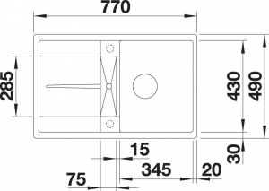 Blanco Metra 45 S-F Silgranit PuraDur 2, flchenbndig, Farbe vulkangrau, 527290