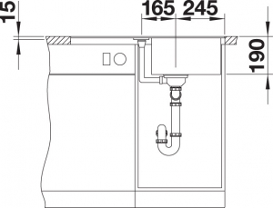 Blanco Metra 45 S-F Silgranit PuraDur 2, flchenbndig, Farbe vulkangrau, 527290