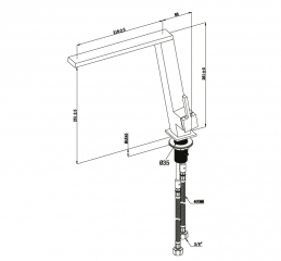 Einzelstck #2971 Villeroy & Boch Armatur Finera Square Slope Edelstahl massiv, Hochdruck Festauslauf, 927700LC