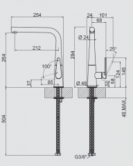 Systemceram KeraDomo TONO, Einhebelmischer, Hochdruck, 10336, Farbe Edelstahlfinish