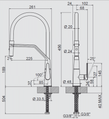 Systemceram KeraDomo TONO PRO, Einhebelmischer mit Flexbrause, Hochdruck, 10038, Farbe chrom