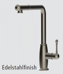 Systemceram KeraDomo TRADIZIONE, Einhebelmischer mit Zugauslauf, Hochdruck, 10356, Farbe Edelstahlfinish