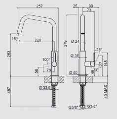 Systemceram KeraDomo OFFEO, Einhebelmischer, Hochdruck, 10332, Farbe Edelstahlfinish