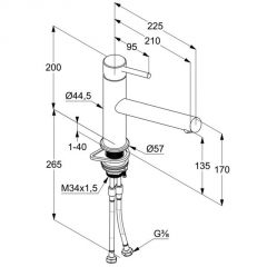 Systemceram KeraDomo STEEL, Einhebelmischer, Hochdruck, 10023, Edelstahl massiv