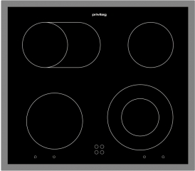 Privileg PCTHR K6042 IN, Glaskeramik-Kochfeld herdgebunden 60 cm, Edelstahlrahmen, mit 5 Jahren Garantie!