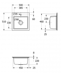 Villeroy & Boch Subway Style 50 S, Farbe i4 Graphite, Classicline