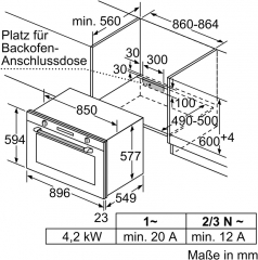 Bosch VBD5780S0, Einbau-Backofen, 90 cm, Serie 6, Edelstahl, EEK: A+, mit 5 Jahren Garantie!