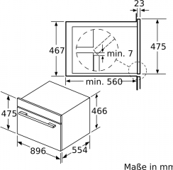 Bosch VBC5580S0, Einbau-Backofen, 90 cm, Serie 6, Edelstahl, EEK: A+, mit 5 Jahren Garantie!