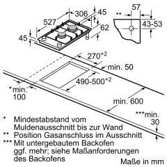 Bosch PRB3A6I40, autarkes Domino-Gaskochfeld, Glaskeramik, Serie 8, schwarz, 30 cm, mit 5 Jahren Garantie!