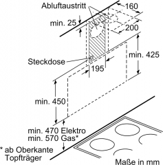 Bosch DWK095G60, Wandesse, Serie 2, Klarglas schwarz bedruckt, 90 cm, EEK: C, mit 5 Jahren Garantie!