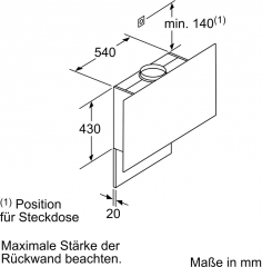 Bosch DWF67KM60, Wandesse, Serie 6, Klarglas schwarz bedruckt, 60 cm, EEK: A, mit 5 Jahren Garantie!