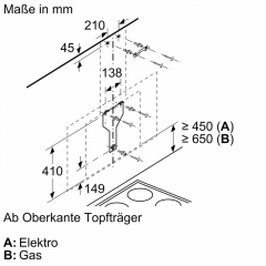 Bosch DWF67KM60, Wandesse, Serie 6, Klarglas schwarz bedruckt, 60 cm, EEK: A, mit 5 Jahren Garantie!