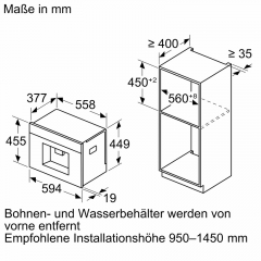 Bosch CTL7181B0, Einbau-Kaffeevollautomat, Serie 8, schwarz, mit 5 Jahren Garantie!