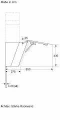 Bosch DWK91LT60, Wandesse, Serie 8, Klarglas schwarz bedruckt, 90 cm, EEK: A+, mit 5 Jahren Garantie!