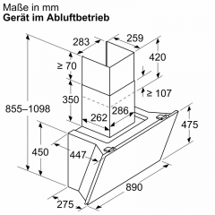 Bosch DWK91LT60, Wandesse, Serie 8, Klarglas schwarz bedruckt, 90 cm, EEK: A+, mit 5 Jahren Garantie!