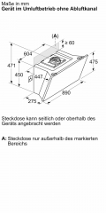 Bosch DWK91LT60, Wandesse, Serie 8, Klarglas schwarz bedruckt, 90 cm, EEK: A+, mit 5 Jahren Garantie!